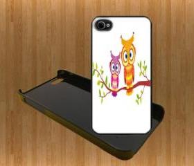 Two Cute Owls Custom Case/Cover FOR Apple IPhone 4 5 Samsung S3 /S4 BLACK/WHITE WITH FREE SCREEN PROTECTOR
