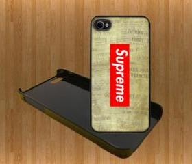 Supreme red on Old Newspaper Custom Case/Cover FOR Apple IPhone 4 5 Samsung S3 /S4 BLACK/WHITE WITH FREE SCREEN PROTECTOR