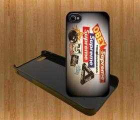 Supreme Obey Stussy Custom Case/Cover FOR Apple IPhone 4 5 Samsung S3 /S4 BLACK/WHITE WITH FREE SCREEN PROTECTOR