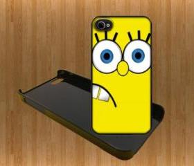 SPONGE BOB FACE Custom Case/Cover FOR Apple IPhone 4 5 Samsung S3 /S4 BLACK/WHITE WITH FREE SCREEN PROTECTOR