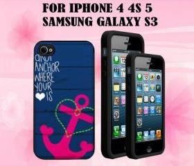 Drop Anchor Custom Case/Cover FOR Apple IPhone 4 5 Samsung S3 /S4 BLACK/WHITE WITH FREE SCREEN PROTECTOR