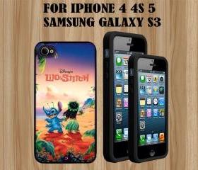 Disney Lilo Stitch Custom Case/Cover FOR Apple IPhone 4 5 Samsung S3 /S4 BLACK/WHITE WITH FREE SCREEN PROTECTOR