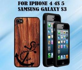 Anchor on a Wood Custom Case/Cover FOR Apple IPhone 4 5 Samsung S3 /S4 BLACK/WHITE WITH FREE SCREEN PROTECTOR