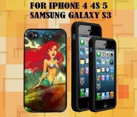 Little mermaid custom Case/Cover FOR Apple IPhone 4 5 Samsung S3 /S4 BLACK/WHITE WITH FREE SCREEN PROTECTOR